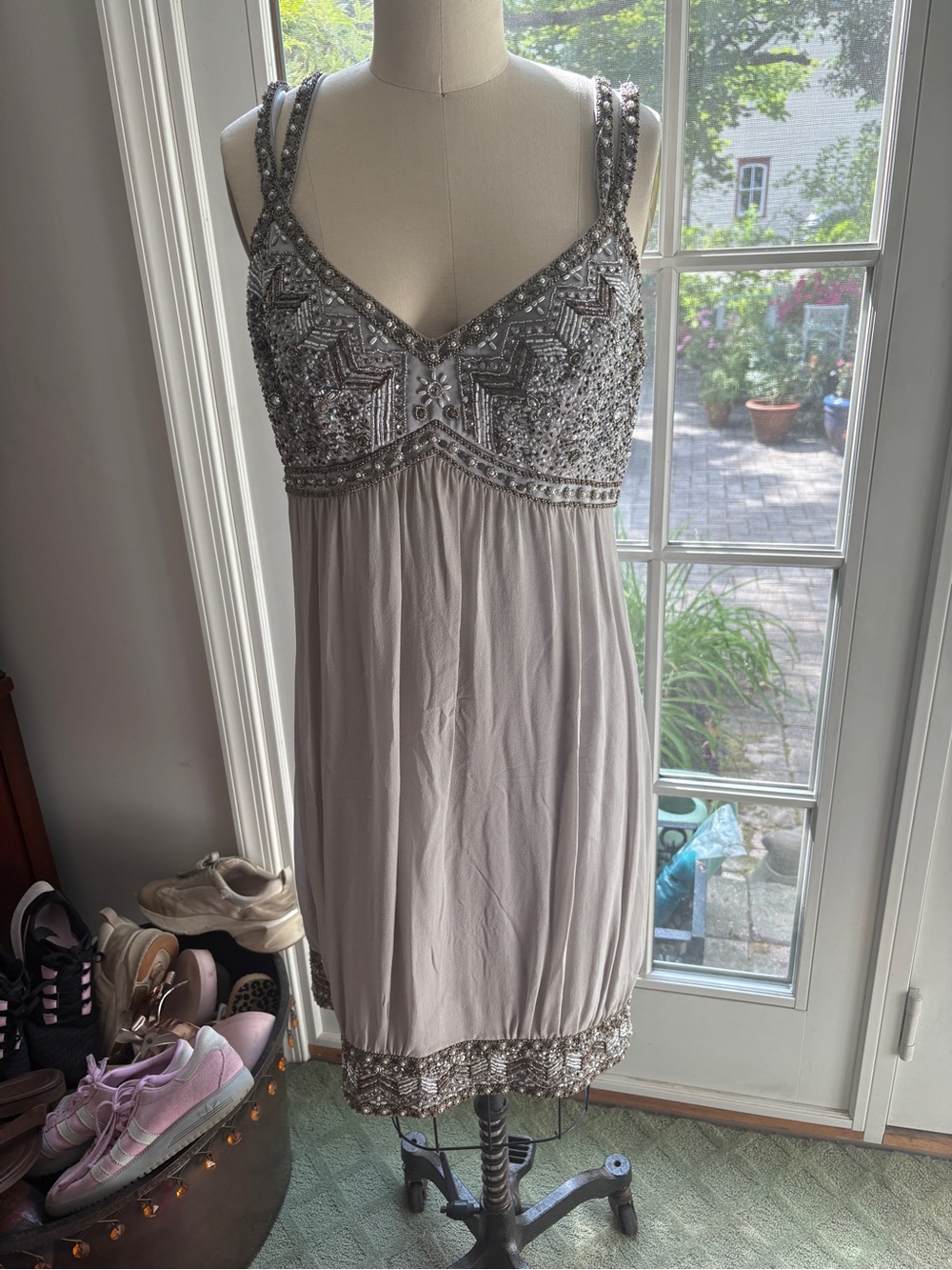 Sue Wong Nocture silk beaded babydoll dress SZ 8